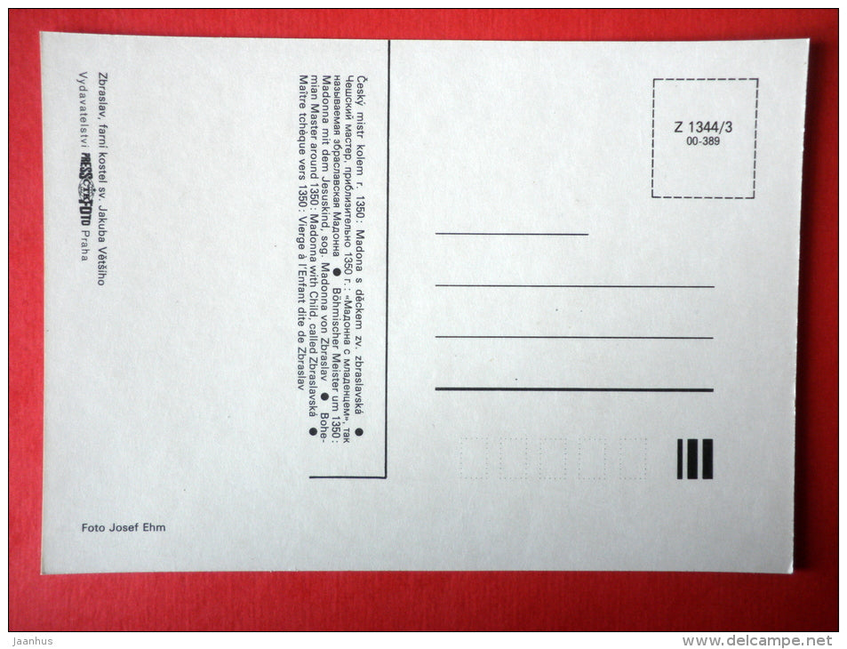 Bohemian Master around 1350 , Madonna with Child , called Zbraslavska - Czech Gothic Art - Czechoslovakia - unused - JH Postcards