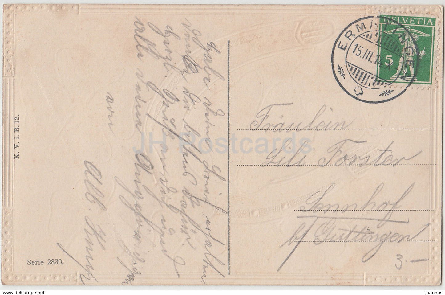 horseshoe - plants - illustration - Serie 2830 - K V i B - old postcard - 1914 - used