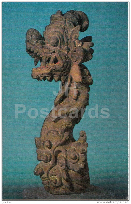 head of a dragon , wood - Bali - Indonesia - Russia USSR - unused - JH Postcards
