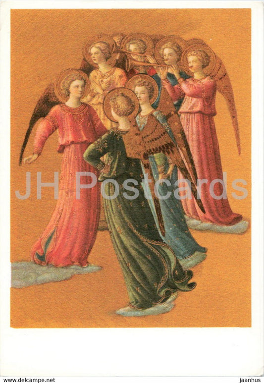 painting by Fra Angelico - Gruppo di Angeli Musicanti - Italian art - Italy - unused - JH Postcards
