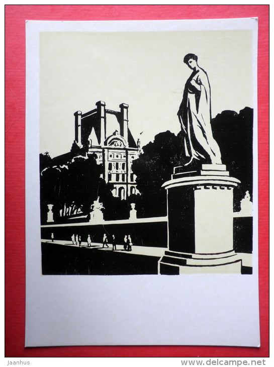 illustration by N. Dolgorukov - Tuileries Garden - Paris - 1974 - Russia USSR - unused - JH Postcards
