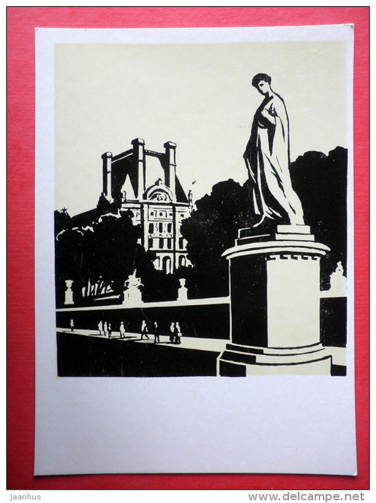 illustration by N. Dolgorukov - Tuileries Garden - Paris - 1974 - Russia USSR - unused - JH Postcards
