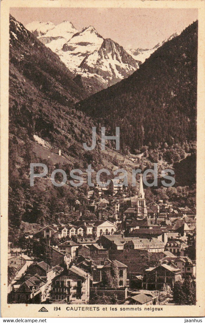 Cauterets - et les sommets neigeux - 194 - old postcard - 1938 - France - used - JH Postcards