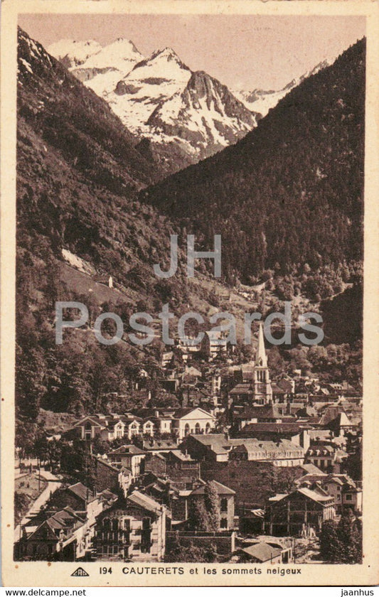 Cauterets - et les sommets neigeux - 194 - old postcard - 1938 - France - used - JH Postcards