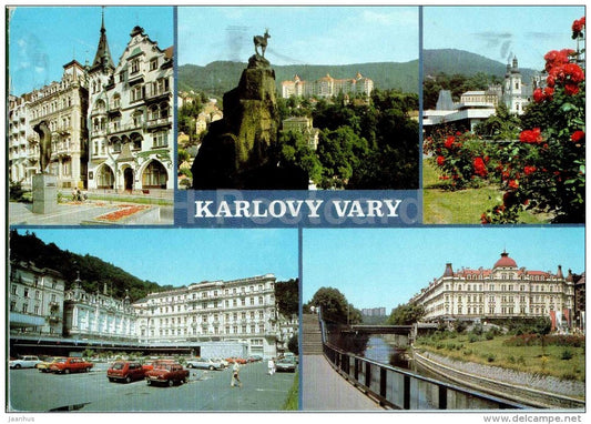 bath houses - sanatorium Imperial - Gagarin colonnade - Karlsbad - Karlovy Vary - Czech - Czechoslovakia - used 1986 - JH Postcards