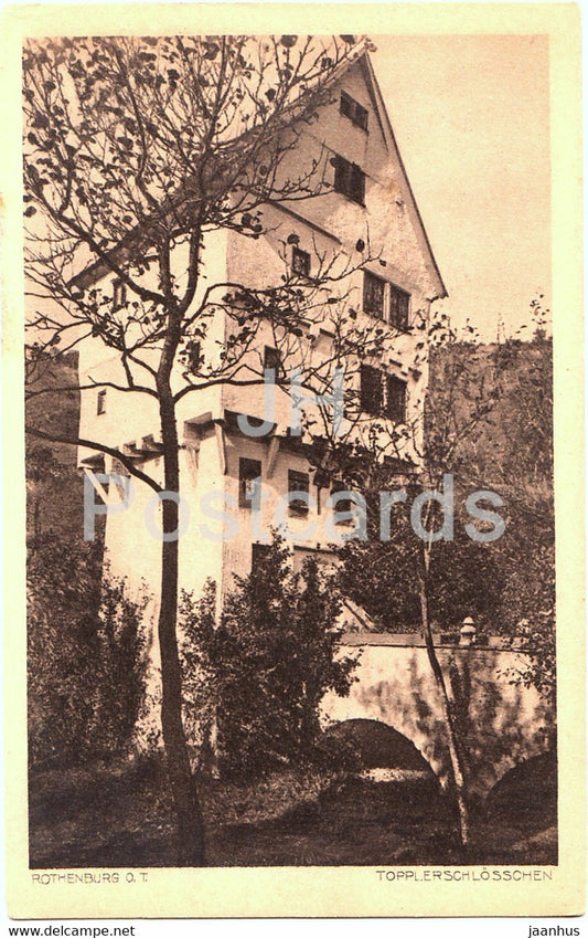 Rothenburg o d Tauber - Topplerschlosschen - old postcard - Germany - unused - JH Postcards