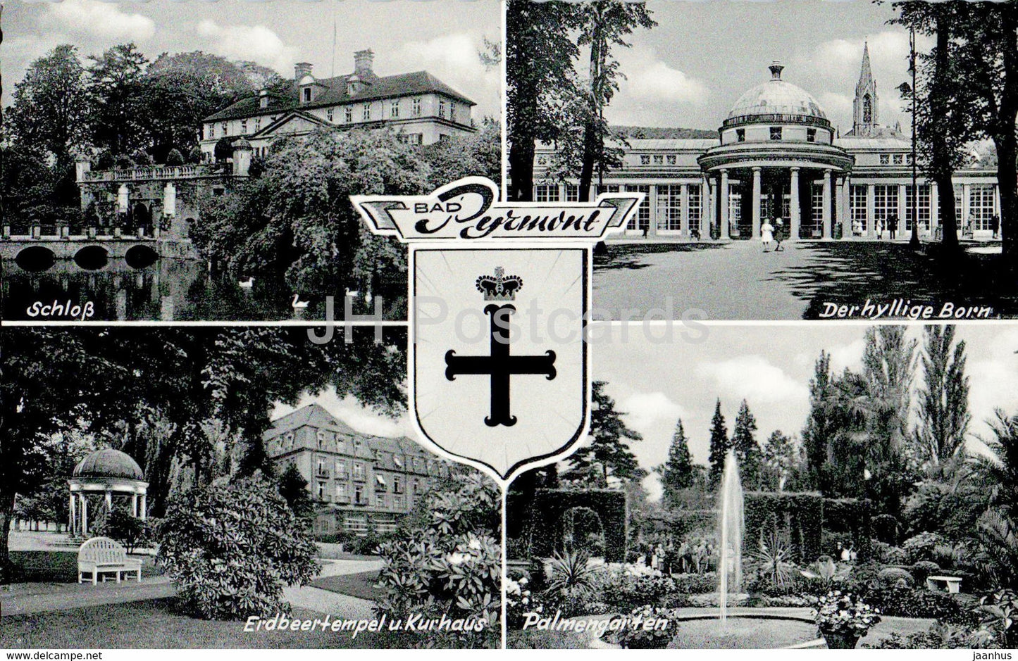 Bad Pyrmont - Schloss - Der Hyllige Born - Palmengarten - Kurhaus - old postcard - Germany - unused - JH Postcards