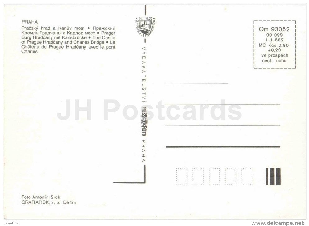 The Castle of Prague Hradcany and Charles Bridge - 3 - Praha - Prague - Czechoslovakia - Czech - unused - JH Postcards