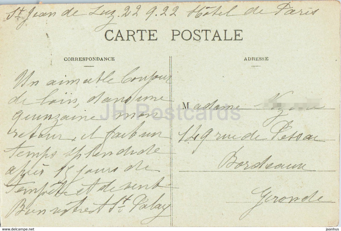 Saint Jean de Luz - Vague a la Digue du Port de Socoa - 214 - alte Postkarte - 1922 - Frankreich - gebraucht