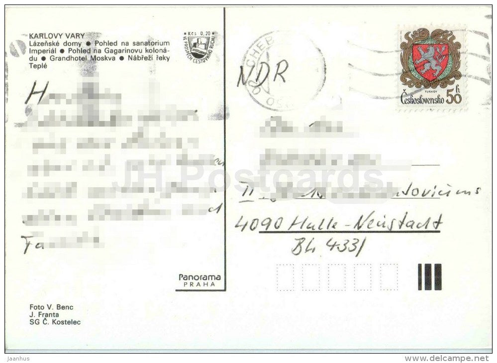 bath houses - sanatorium Imperial - Gagarin colonnade - Karlsbad - Karlovy Vary - Czech - Czechoslovakia - used 1986 - JH Postcards