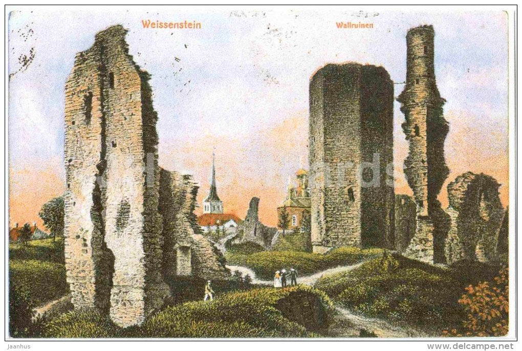 Vallimagi , 19th century - ruins - Paide - Weissenstein - OLD POSTCARD REPRODUCTION! - 1990 - Estonia USSR - unused - JH Postcards