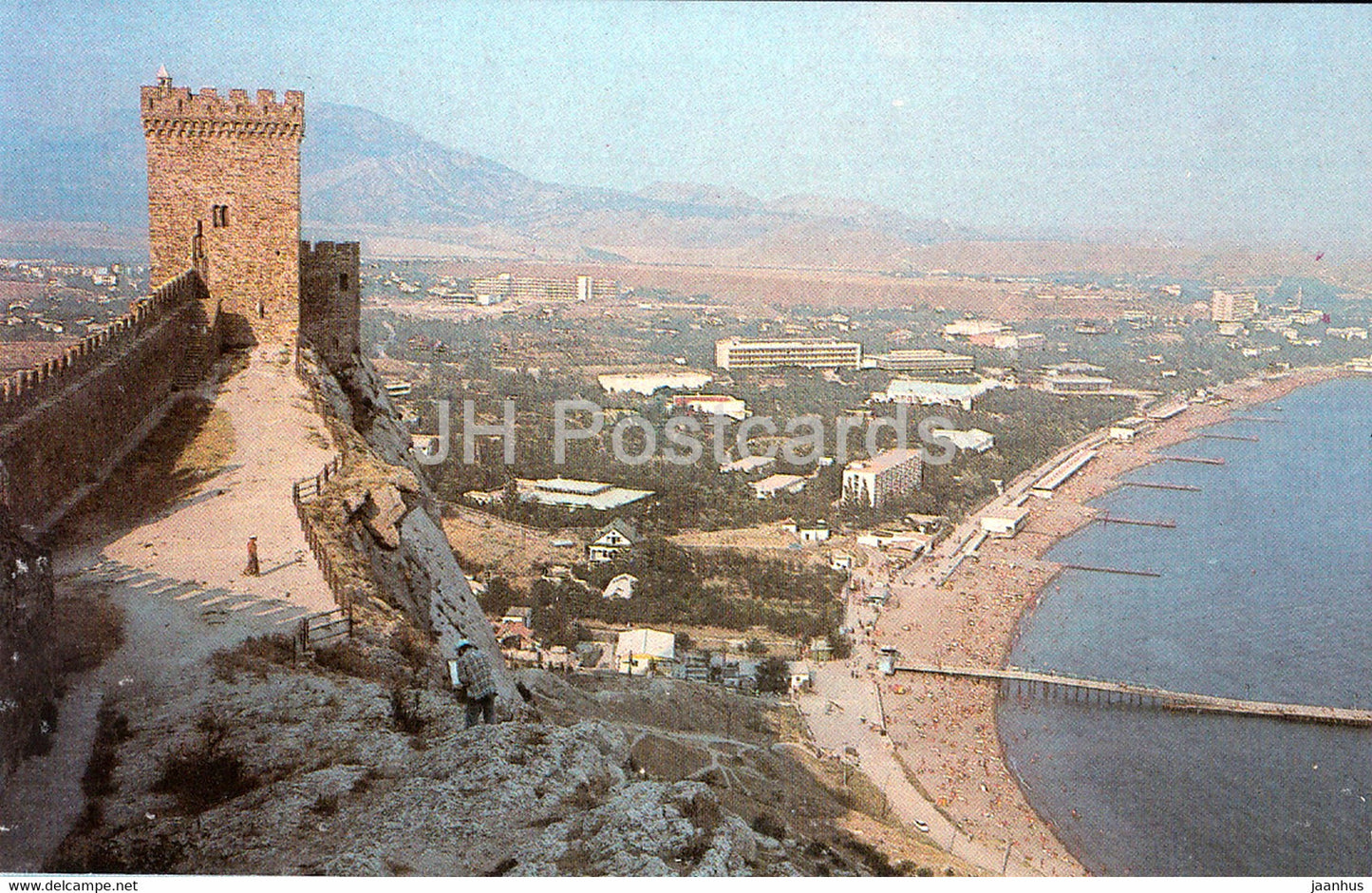 Sudak - view at the town from the Sudak fortress - Crimea - 1989 - Ukraine USSR - unused - JH Postcards