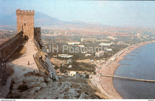 Sudak - view at the town from the Sudak fortress - Crimea - 1989 - Ukraine USSR - unused - JH Postcards
