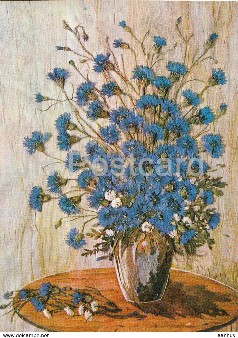Cornflowers - Flower Art - 1971 - Russia USSR - unused - JH Postcards