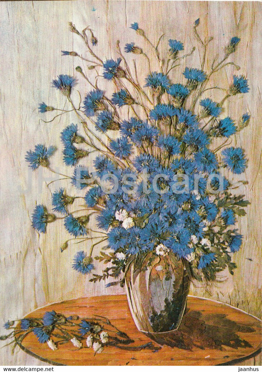 Cornflowers - Flower Art - 1971 - Russia USSR - unused - JH Postcards
