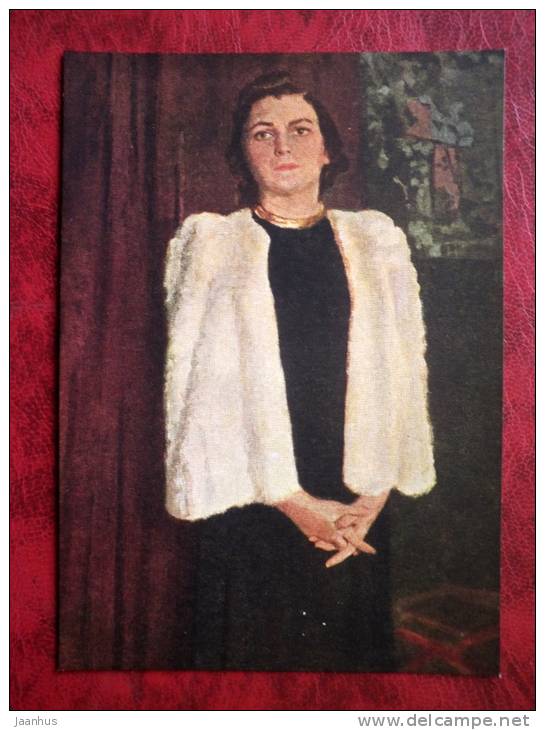Painting by B. V. Johanson - Portrait of Honored Artist of the RSFSR D. Zerkalova - russian art - unused - JH Postcards