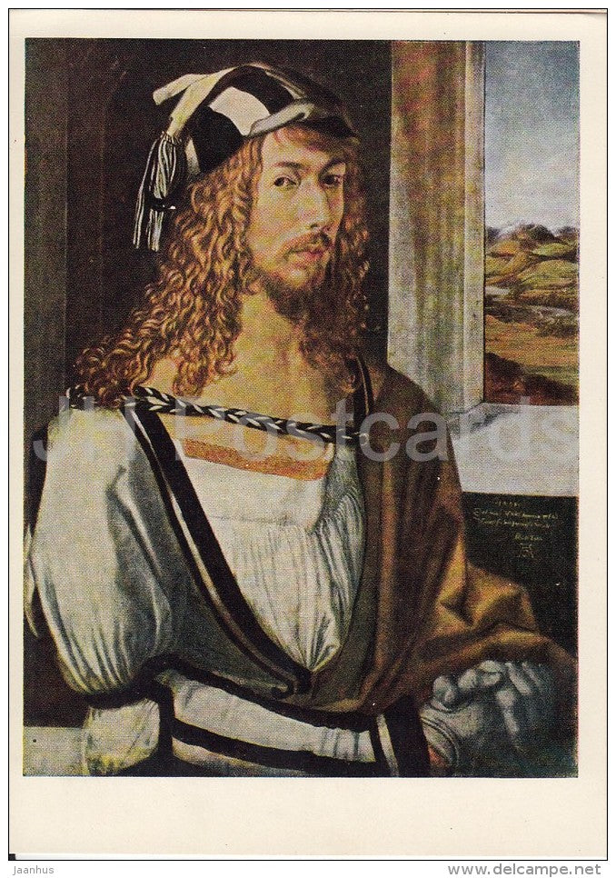 painting by Albrecht Dürer - Self-Portrait , 1498 - man - German art - 1966 - Russia USSR - unused - JH Postcards