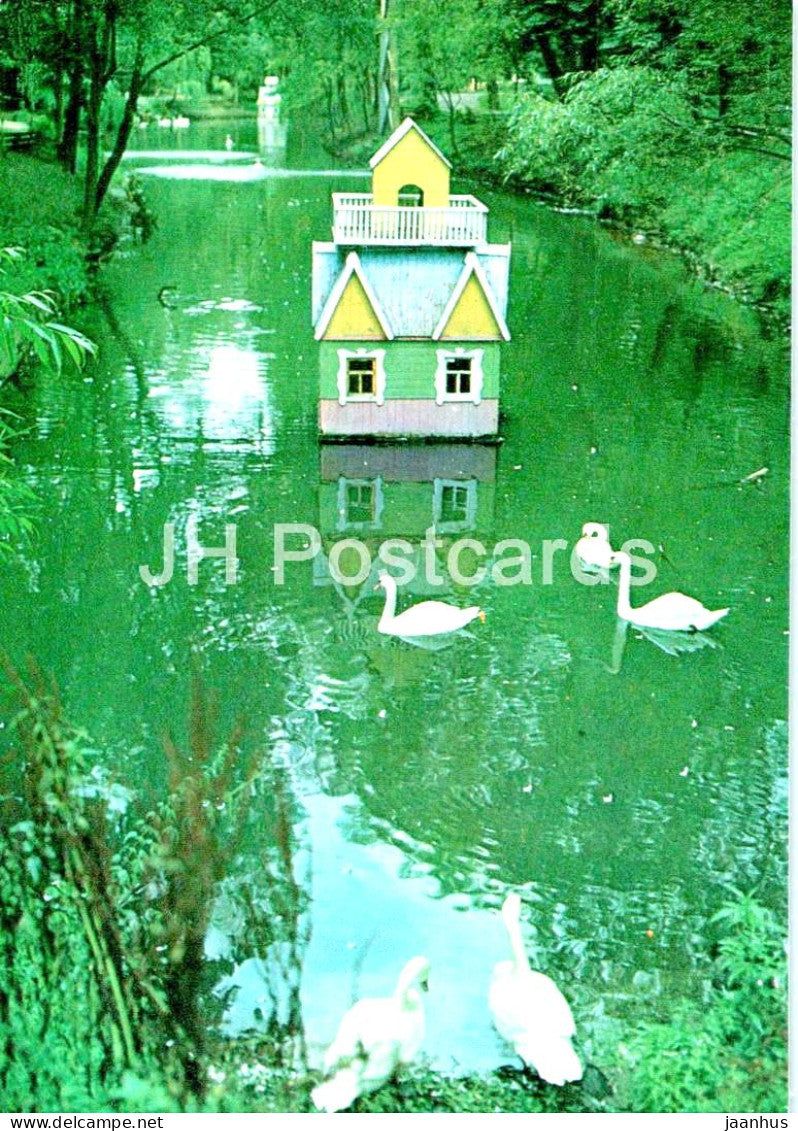 Gomel - Lunocharski park - Swan Pond - birds - 1976 - Belarus USSR - unused - JH Postcards