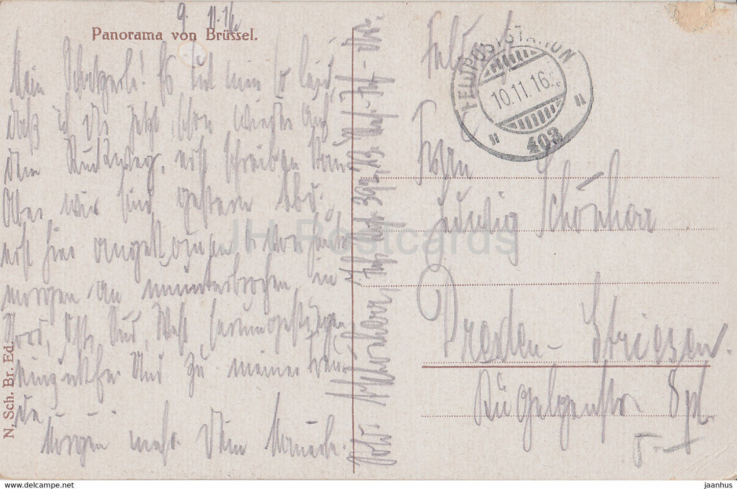 Bruxelles - Bruxelles - Panorama - Feldpost - carte postale ancienne - 1916 - Belgique - utilisé