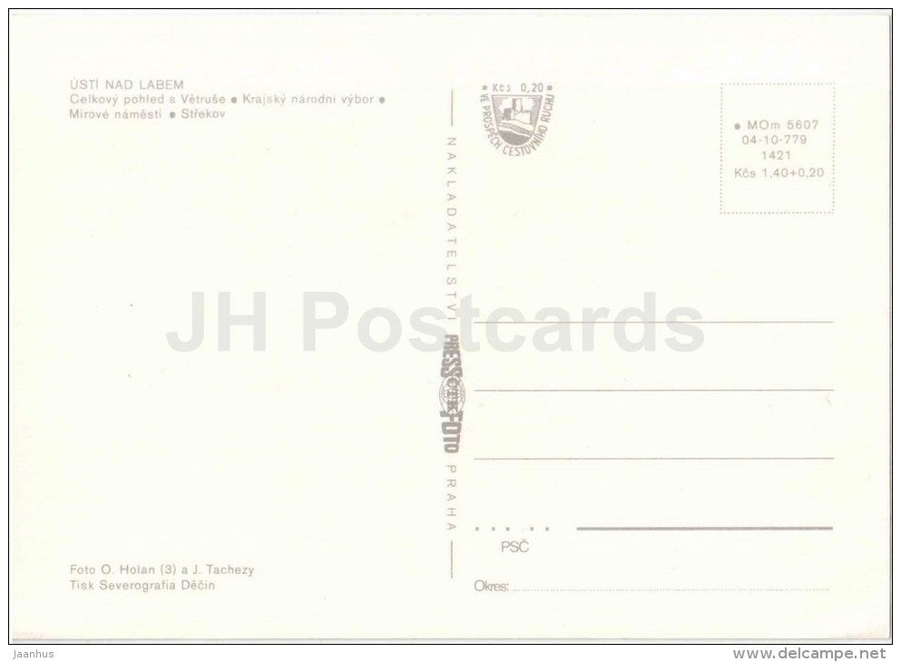 Usti nad Labem - Regional National Committee - Peace square - Strekov - Czechoslovakia - Czech - unused - JH Postcards