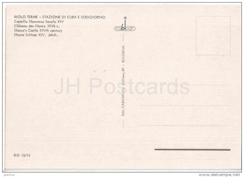 Castello Sforzesco - Stazione di Cura e Soggiorno - Riolo Terme - Emilia-Romagna - RIO 13/15 - Italia - Italy - unused - JH Postcards