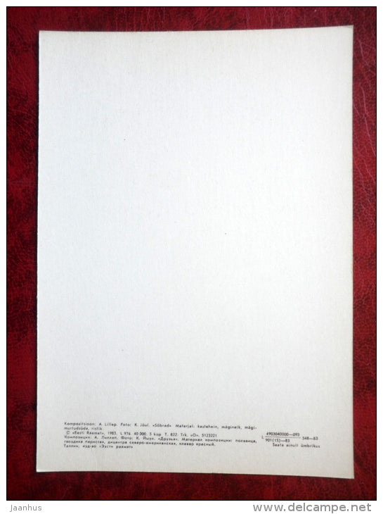 floral composition Friends - bentgrass - clover - flowers - plants - 1983 - Estonia - USSR - unused - JH Postcards