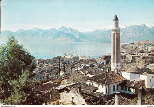 Antalya - View from Roman Ruins - The Grooved Minaret - 1962 - Turkey - used - JH Postcards