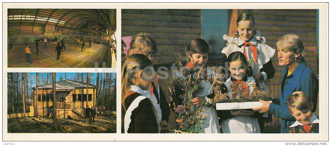 Sport Hall - Pioneers - BAM - Baikal-Amur Mainline , construction of the railway - 1983 - Russia USSR - unused - JH Postcards