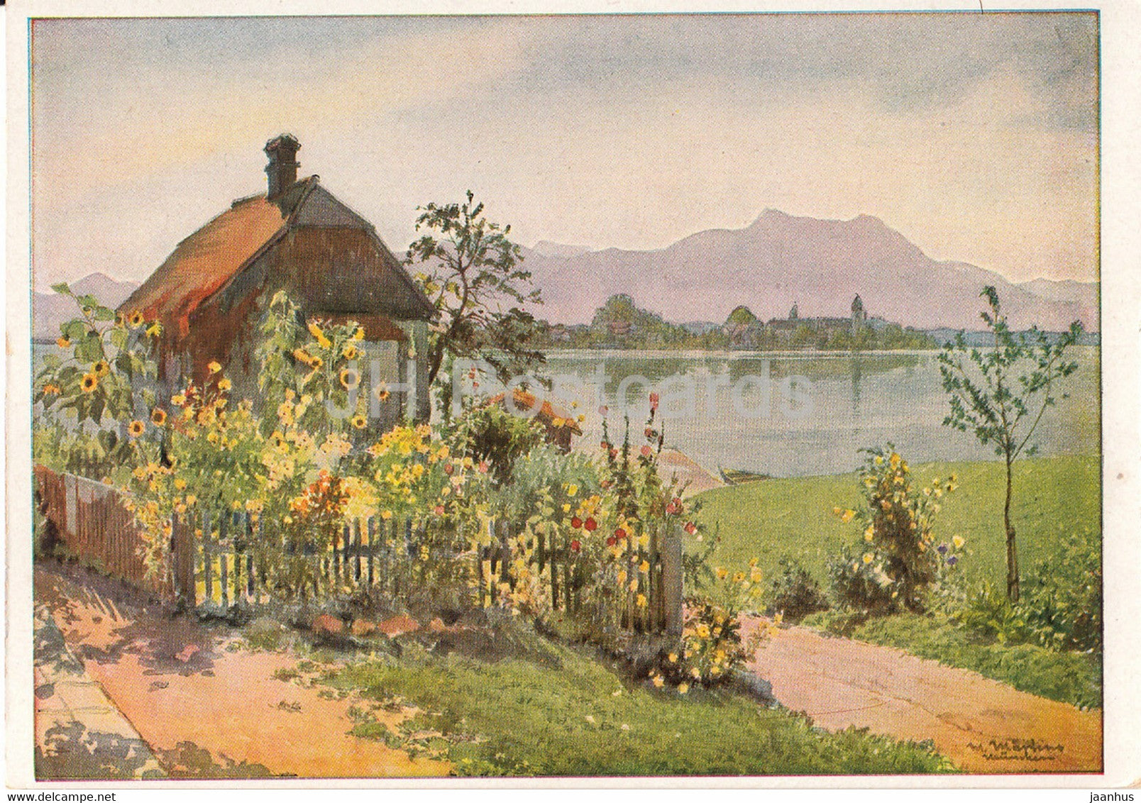 painting by Max Martens - Am Chiemsee - 1637 - German art - Germany - unused - JH Postcards