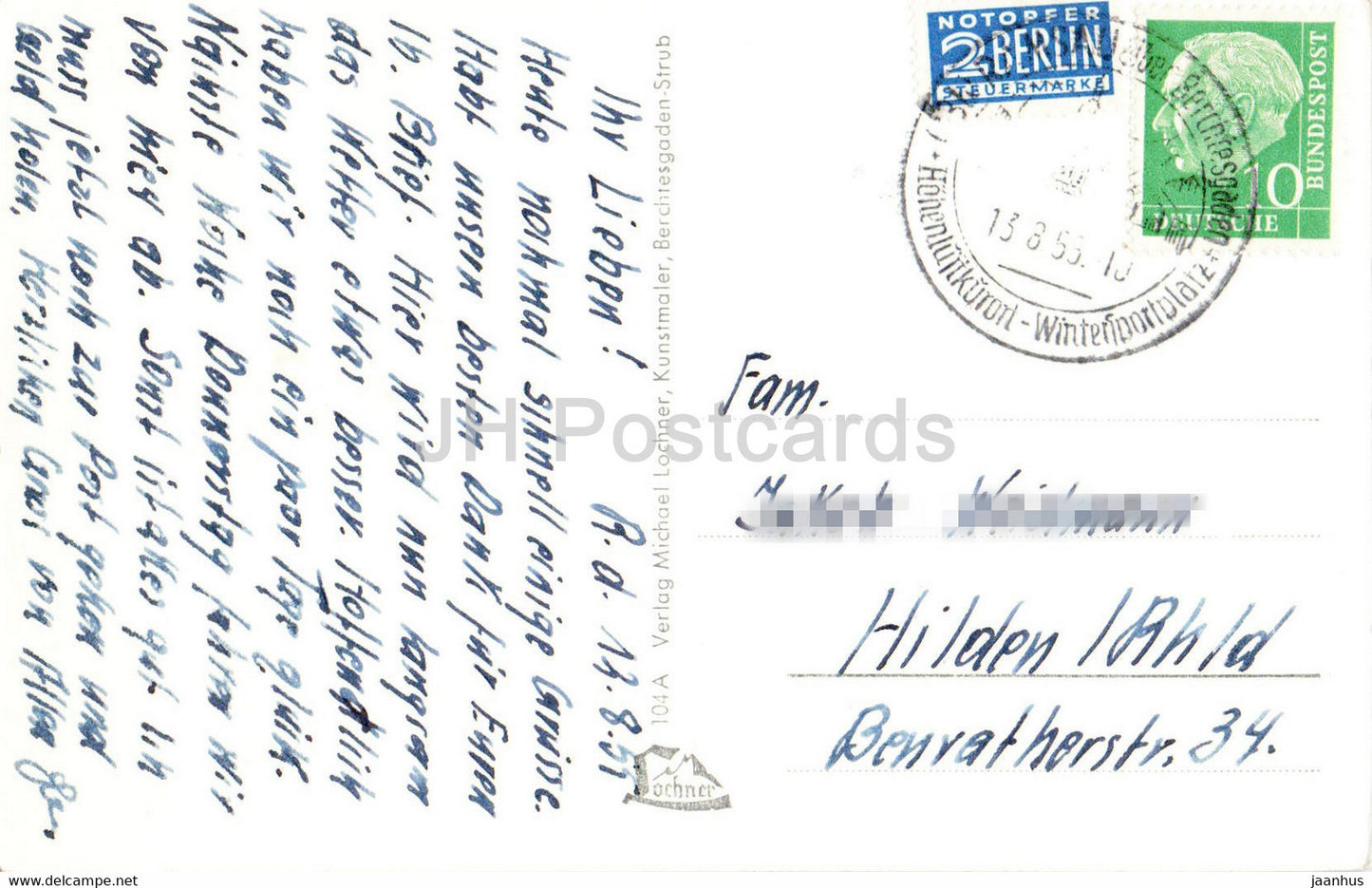 Gruss aus Ramsau - Hintersee - Wimbachtal - Kirche - Zauberwald - carte postale ancienne - 1955 - Allemagne - utilisé