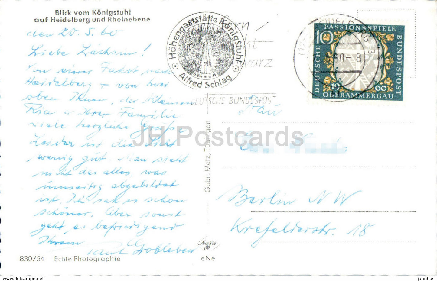 Blick vom Konigstuhl auf Heidelberg und Rheinebene - 1960 - Allemagne - occasion