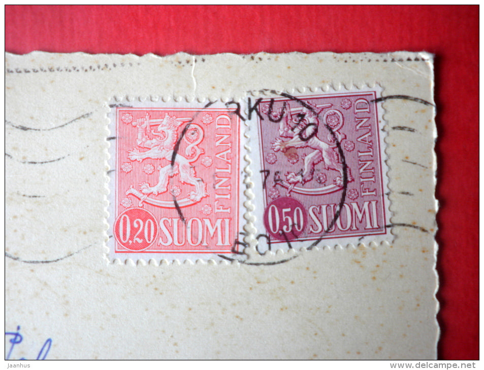 Easter Greeting Card - girl - boy - egg - chick - flute - 2073/6 - Finland - sent from Finland Turku to Estonia 1976 - JH Postcards