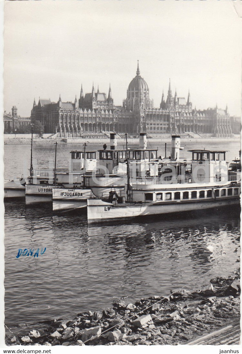 Budapest - Parliament - steamer - boat - LV - Ifjugarda - 1965 - Hungary - used - JH Postcards