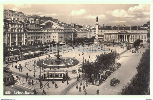Lisboa - Lisbon - Rossio - tram - car - 256 - old postcard - Portugal - unused - JH Postcards