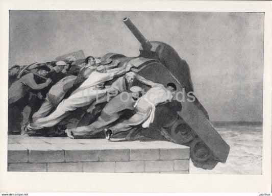 painting by B. Prorokov - Tanks to the bottom - tank - Russian art - 1965 - Russia USSR - unused - JH Postcards