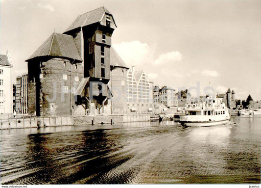Gdansk - Zuraw dzwig portowy nad Motlawa - river - ship - boat - Poland - unused - JH Postcards