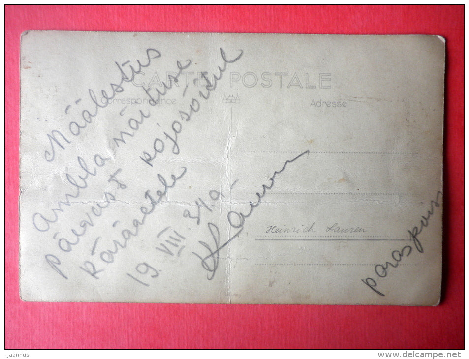 estonian man - bicycle - old photo postcard - 1934 - Estonia - used - JH Postcards