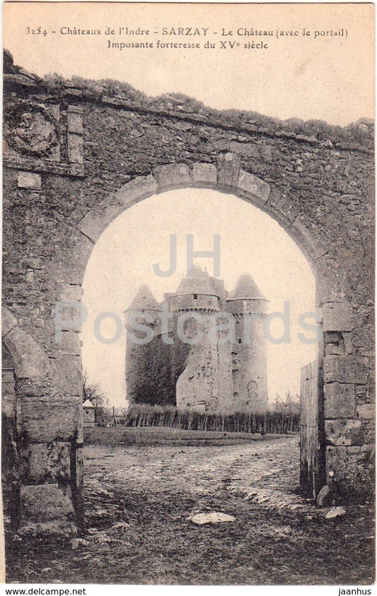 Sarzay - Le Chateau - Imposante forteresse - Chateaux de l'Indre - castle - 3254 - old postcard - France - used - JH Postcards