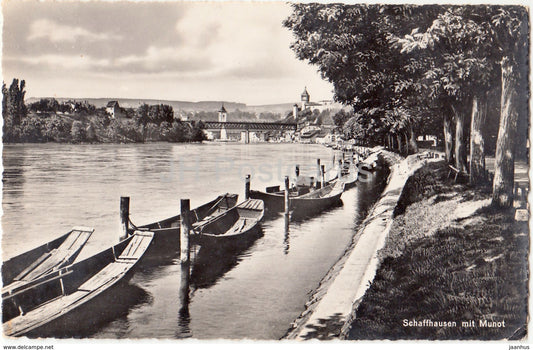 Schaffhausen mit Munot - boat - 3535 - Switzerland - 1939 - used - JH Postcards