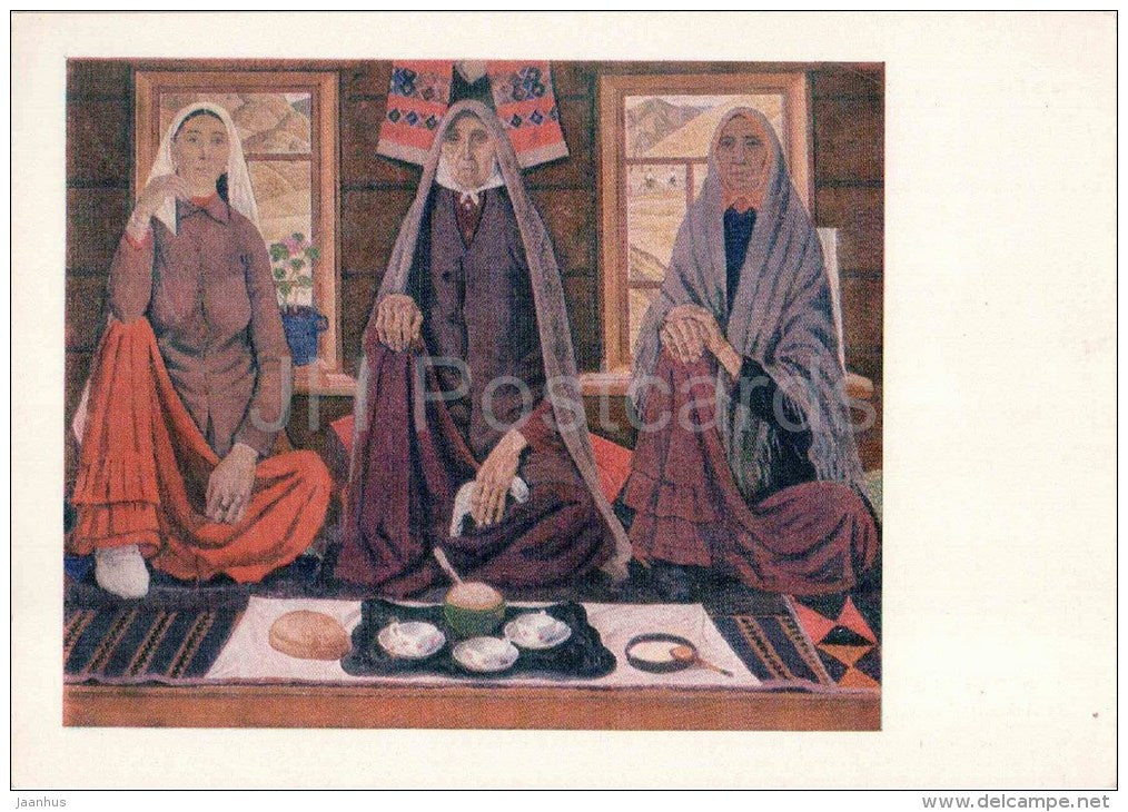 Painting by A. Luftullin - Three Women , 1969 - russian art - unused - JH Postcards
