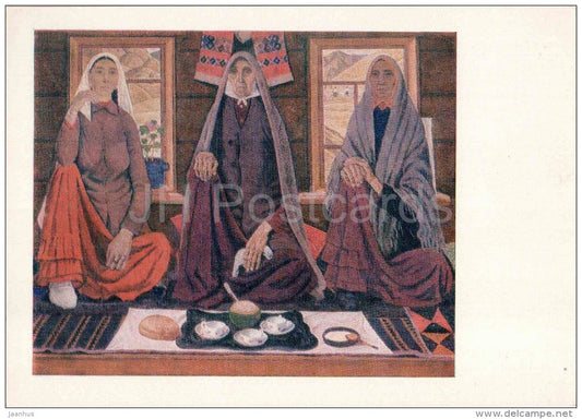 Painting by A. Luftullin - Three Women , 1969 - russian art - unused - JH Postcards