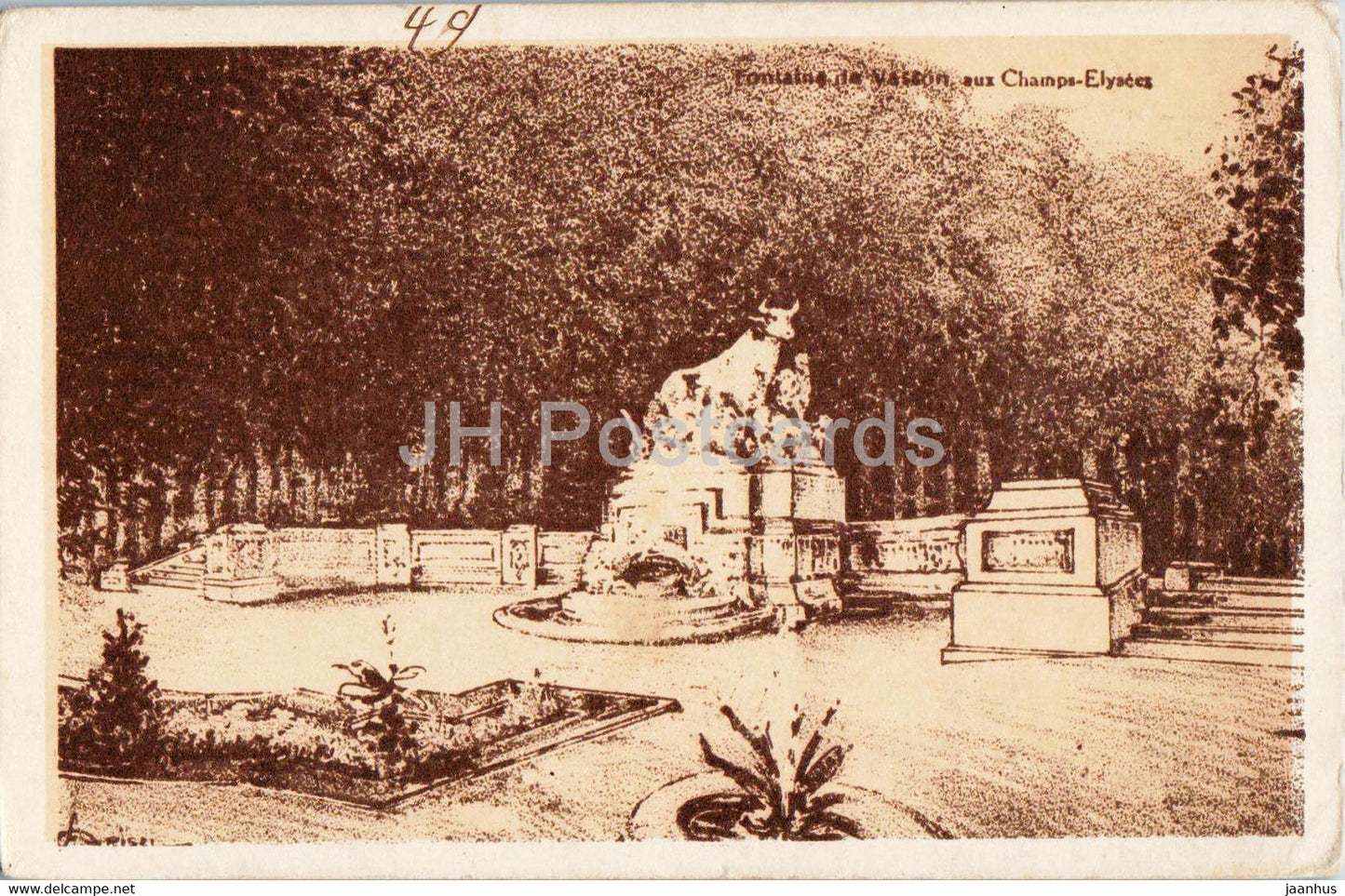 Saint Quentin - Fontaine de Vasson aux Champs Elysees - old postcard - France - used - JH Postcards