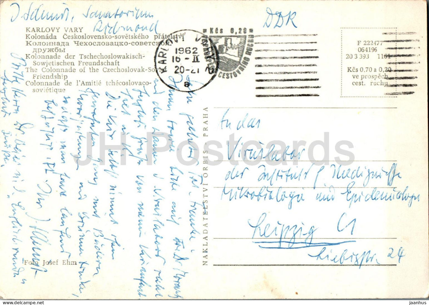 Karlovy Vary - The Colonnade of the Czechoslovak Soviet Friendship - 1962 - Czech Republic - Czechoslovakia - used