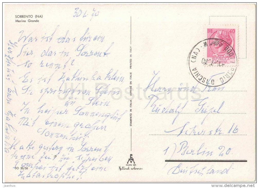 Marina Grande - Sorrento - Napoli - SO 30/58 - Italia - Italy - sent from Italy to Germany Berlin 1970 - JH Postcards