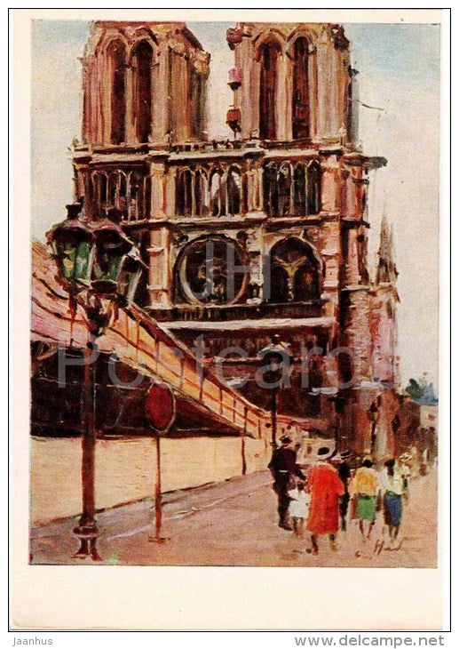 painting by D. Nalbandyan - Paris . Notre Dame , 1961 - armenian art - unused - JH Postcards