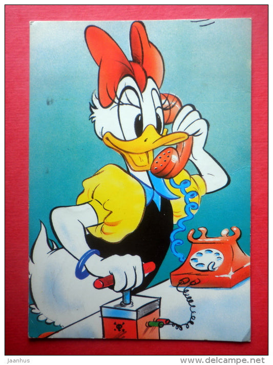 illustration by Walt Disney - cartoon - telephone - duck - Finland - sent from Finland Turku to Estonia USSR 1986 - JH Postcards