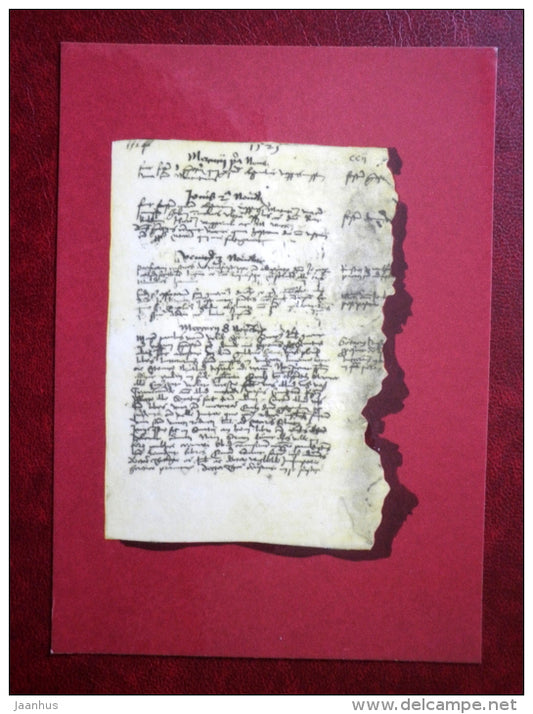 Diary of the Dean of Lübeck Cathedral , 1525 - 450th Anniversary of Estonian Printed Book - 1975 - Estonia USSR - unused - JH Postcards