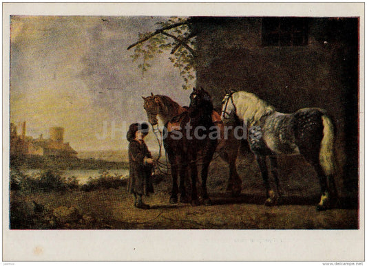 painting  by Aelbert Cuyp - Horses - Dutch art - 1950 - Russia USSR - unused - JH Postcards