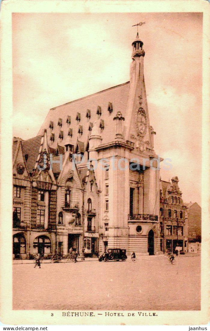 Bethune - Hotel de Ville - town hall - 3 - old postcard - France - used - JH Postcards