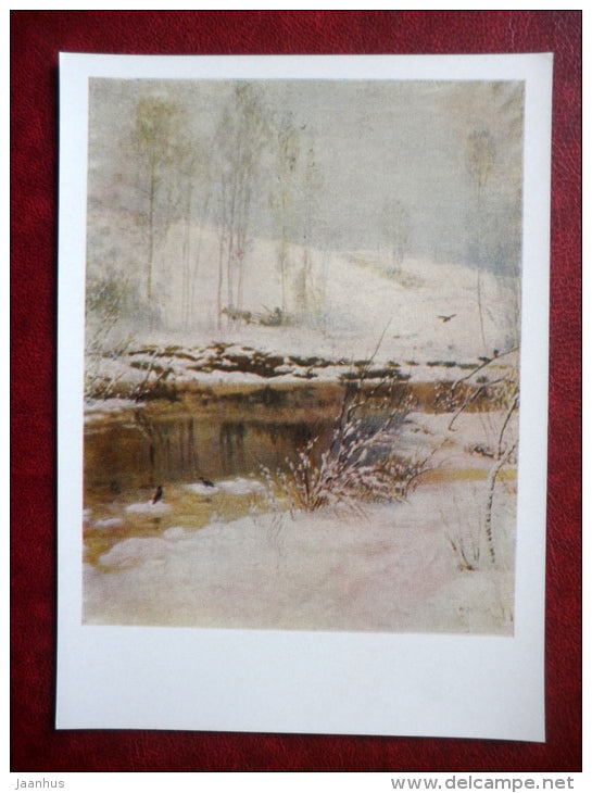painting by N. Dubovsky , Winter , 1890 - river - russian art  - unused - JH Postcards